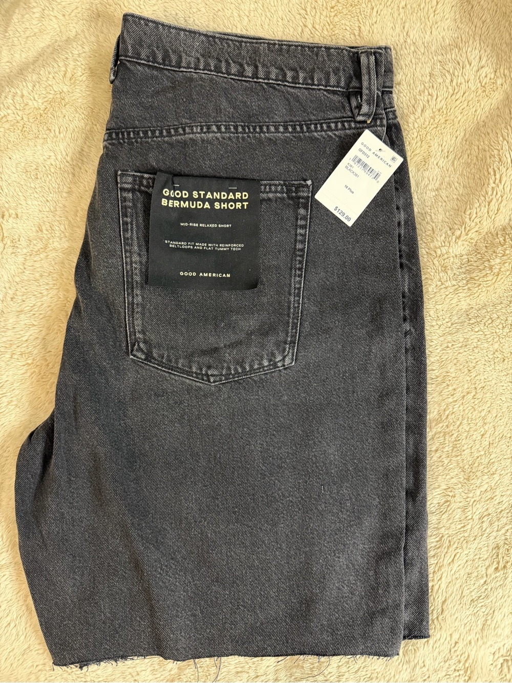 Good American Washed Black Relaxed Bermuda Shorts
